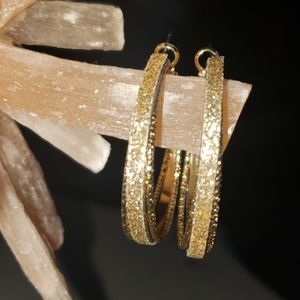 Sparkly gold hoop earrings